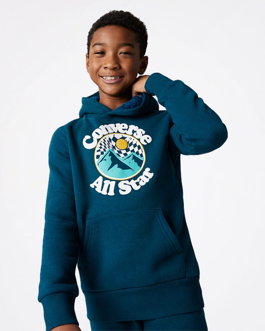 Sudadera Con Capucha Converse Into The Wild Fleece Pullover Niño Azules | PE 5L87WP